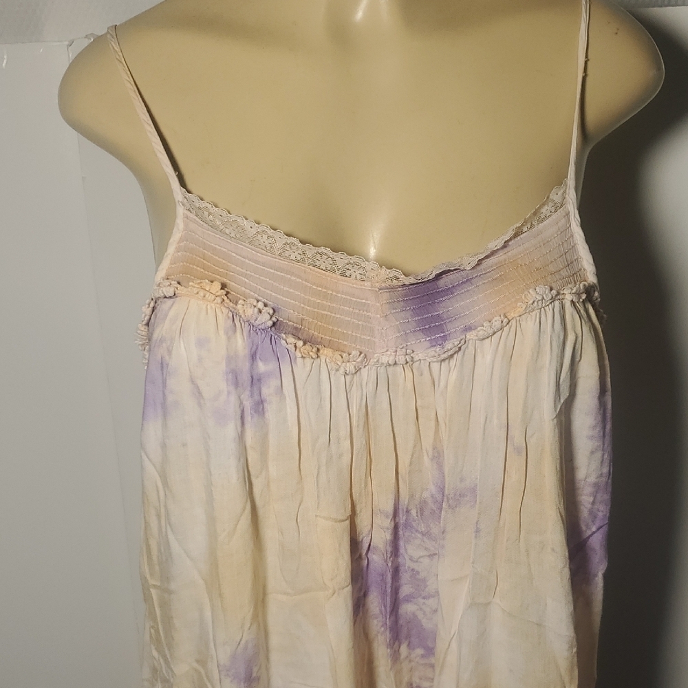 Anthropologie Women's Tie-Dye Nightgown Lace Dress Size M - Picture 3 of 14